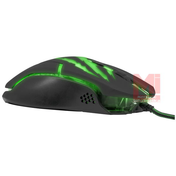 Fortrek OM-801, Mouse Gamer USB, 3200 DPI, Preto/Verde