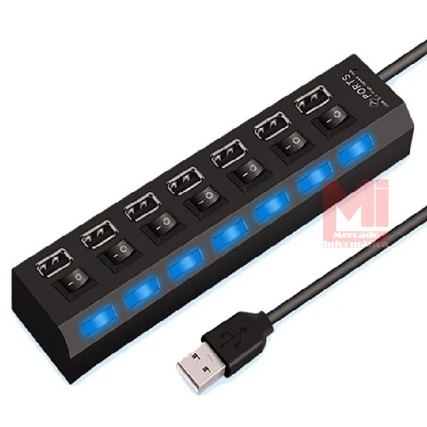 Hub Usb 3.0 LED 7 Portas Ultra Rápido